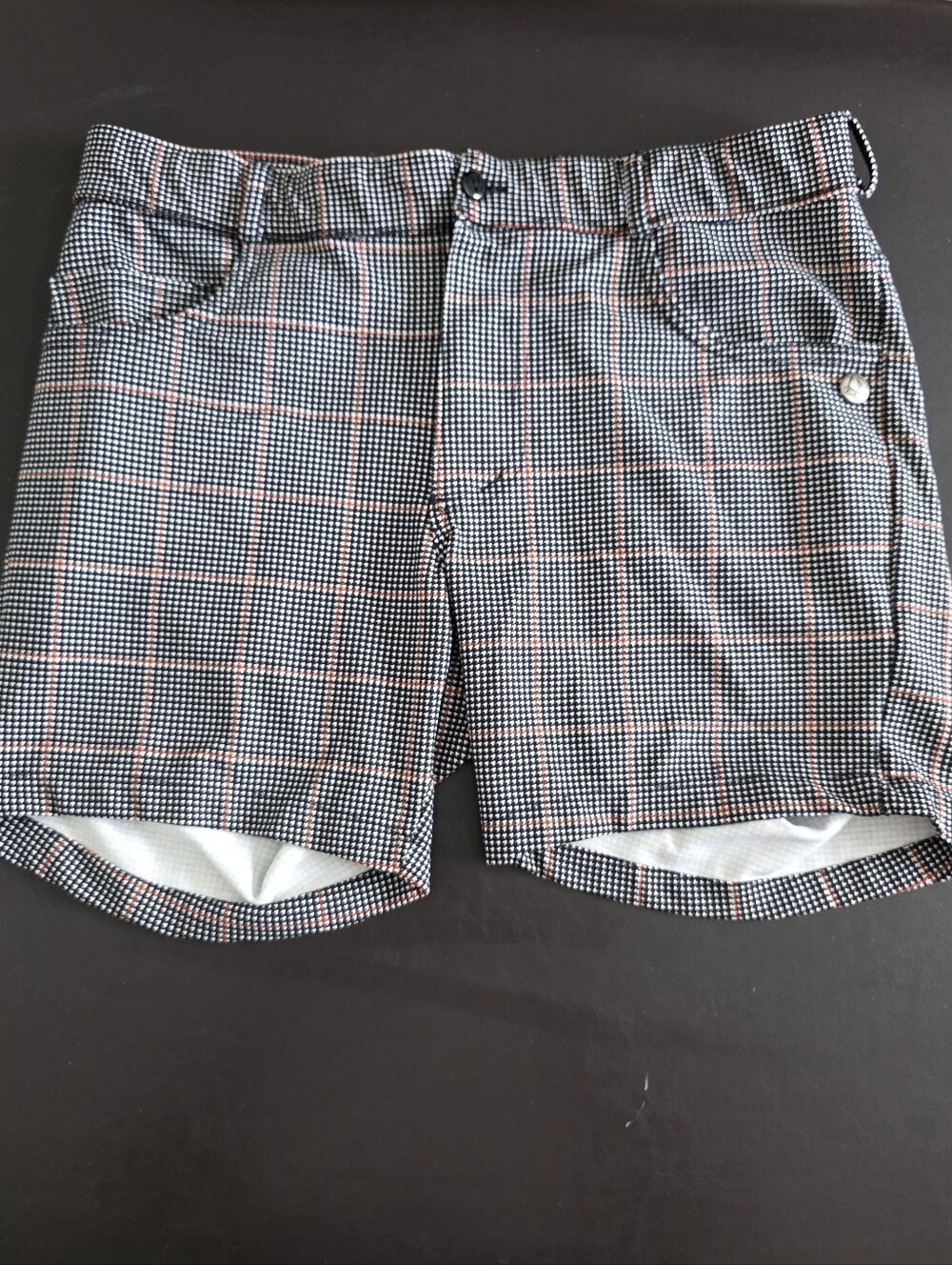 GIGO Men's Plaid Performance  - Black with Orange Windowpane